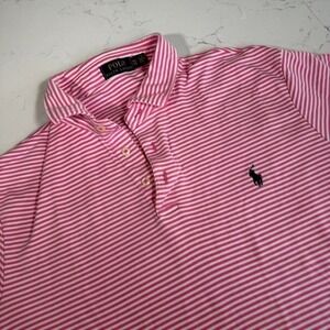 Polo Ralph Lauren Men's Pink White Striped Polo Shirt XL Classic Pony Golf